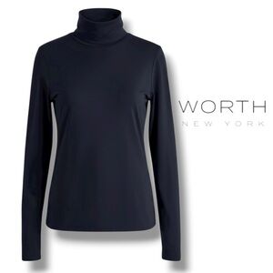 NWT Worth New York Navy Long Sleeve Turtleneck Tee SZ L